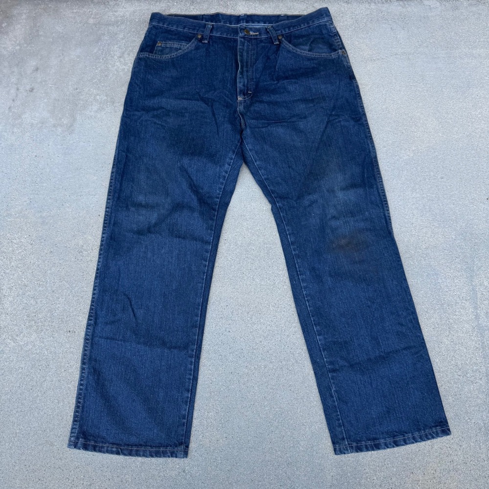 Wrangler Mens Regular Fit Dark Wash Indigo Denim Jeans 36x29